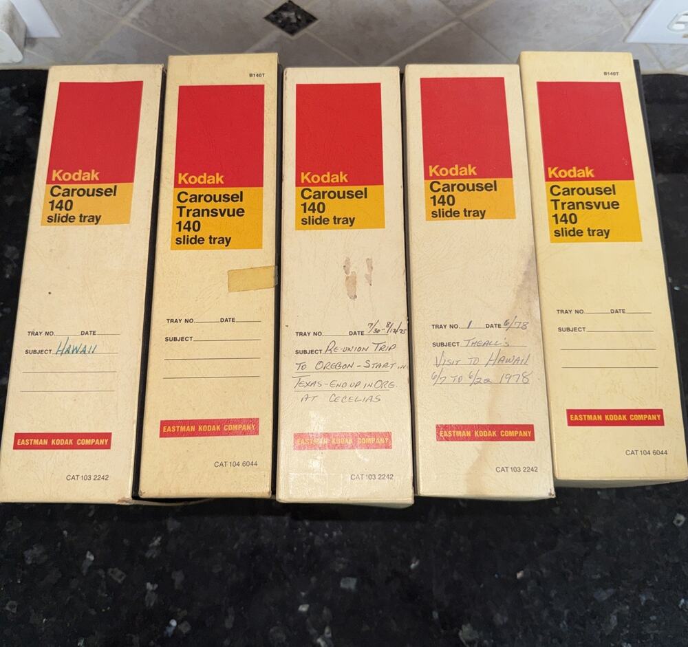 Lot of 5 Vintage Kodak Carousel 140 Slide Trays-Boxes & Instructions